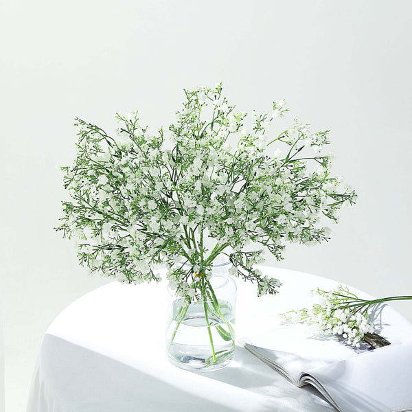 4 Pack | 27 Inch | White Babys Breath Artificial Flowers, Gypsophila Real Touch Silk Flowers Stem