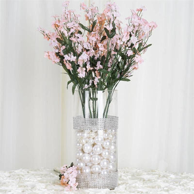 12 Bushes Blush  Rose Gold Artificial Silk Baby Breath Flowers