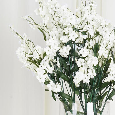 white silk lilies Baby Breath Bush Artificial Silk Flowers