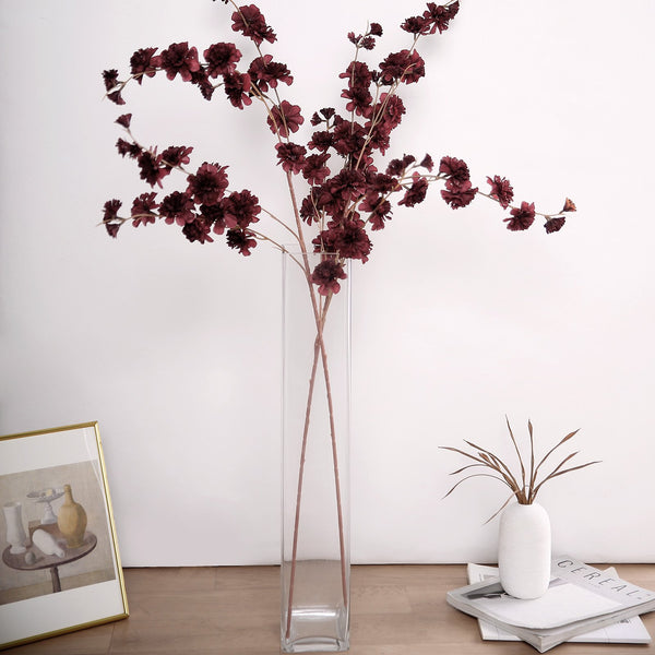 2 Branches | 42inch Burgundy Carnation Flower Spray, Silk Flower Bouquet