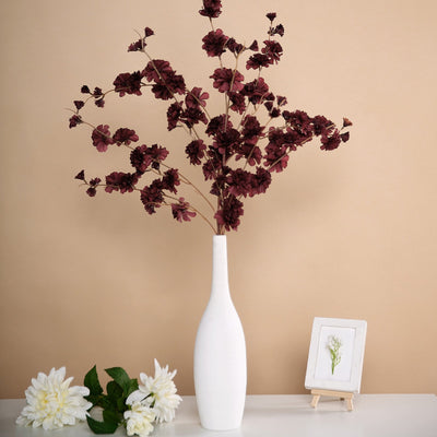 2 Branches | 42inch Burgundy Carnation Flower Spray, Silk Flower Bouquet