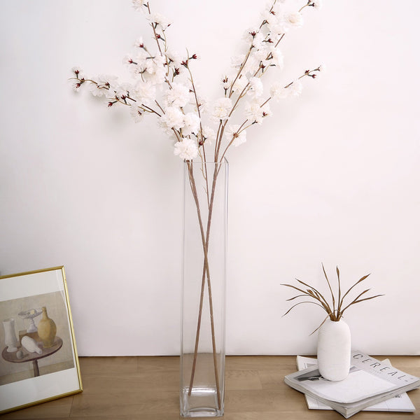 2 Branches | 42inch Ivory Carnation Flower Spray, Silk Flower Bouquet
