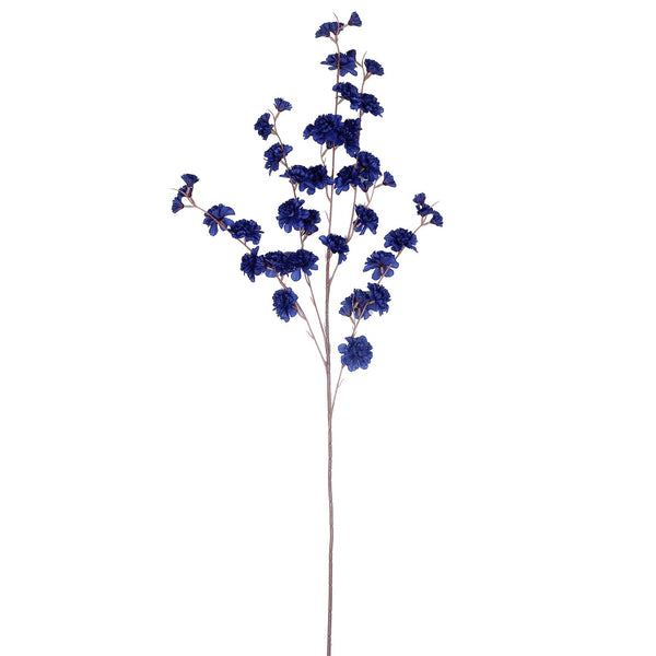 2 Branches | 42inch Navy Blue Carnation Flower Spray, Silk Flower Bouquet