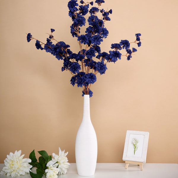 2 Branches | 42inch Navy Blue Carnation Flower Spray, Silk Flower Bouquet
