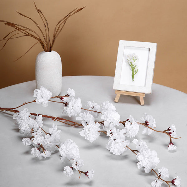 2 Branches | 42inch White Carnation Flower Spray, Silk Flower Bouquet