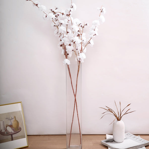 2 Branches | 42inch White Carnation Flower Spray, Silk Flower Bouquet