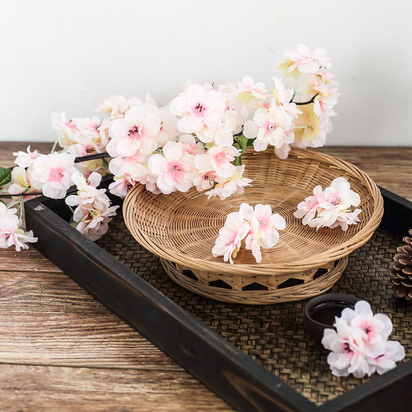 4 Bushes | 40" Tall Silk Artificial Flowers Faux Cherry Blossoms Branches - Blush | Rose Gold