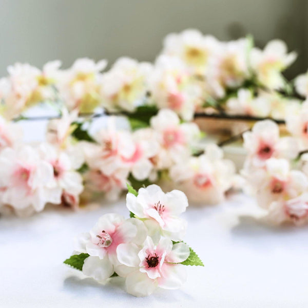 4 Bushes | 40" Tall Silk Artificial Flowers Faux Cherry Blossoms Branches - Blush | Rose Gold