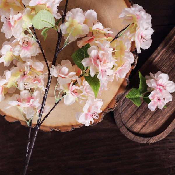 4 Bushes | 40" Tall Silk Artificial Flowers Faux Cherry Blossoms Branches - Blush | Rose Gold