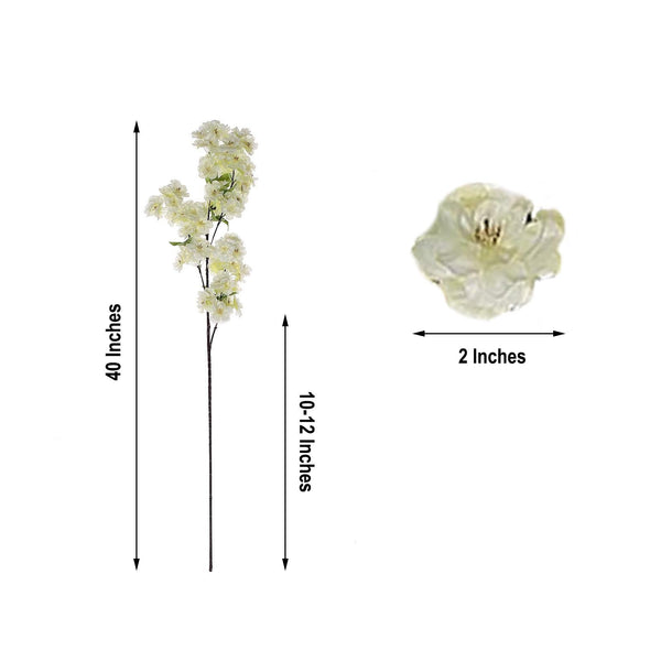 4 Bushes | 40" Tall Cream Silk Artificial Flowers Faux Cherry Blossoms Branches