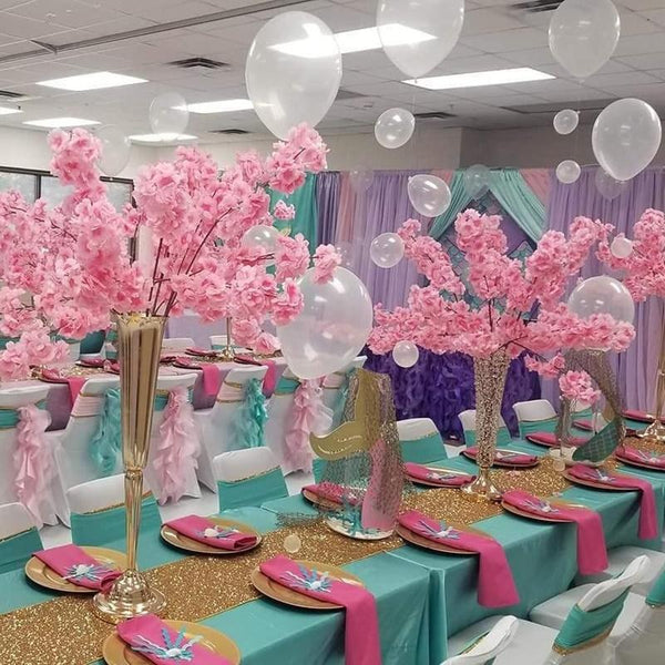 4 Bushes | 40" Tall Pink Silk Artificial Flowers Faux Cherry Blossoms Branches