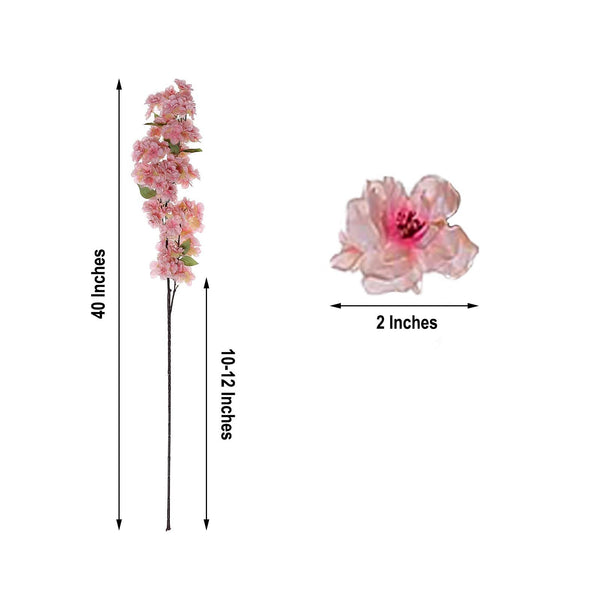 4 Bushes | 40" Tall Pink Silk Artificial Flowers Faux Cherry Blossoms Branches