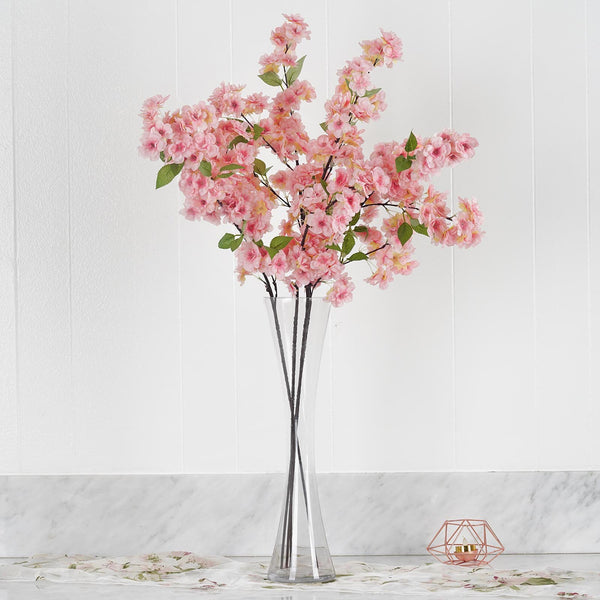 4 Bushes | 40" Tall Pink Silk Artificial Flowers Faux Cherry Blossoms Branches