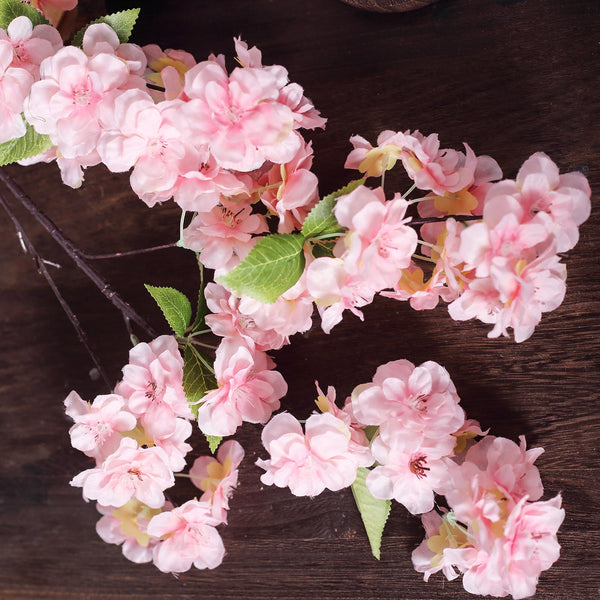 4 Bushes | 40" Tall Pink Silk Artificial Flowers Faux Cherry Blossoms Branches#whtbkgd
