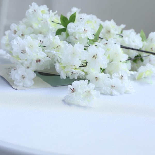 4 Bushes | 40" Tall White Silk Artificial Flowers Faux Cherry Blossoms Branches#whtbkgd