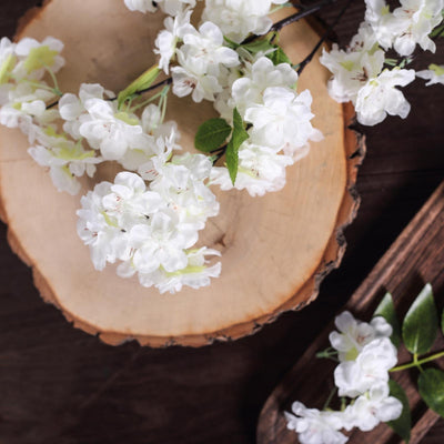 4 Bushes | 40" Tall White Silk Artificial Flowers Faux Cherry Blossoms Branches