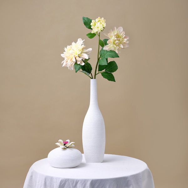 2 Pack | 30inch Cream/Blush Long Stem Artificial Dahlia Flower Spray, Rose Gold Silk Flower Bouquet