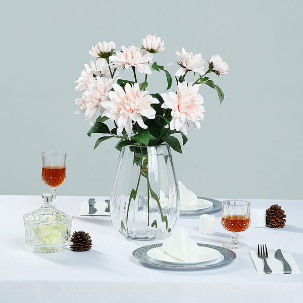 2 Pack | 30inch Blush/Rose Gold Long Stem Artificial Dahlia Flower Spray, Silk Flower Bouquet