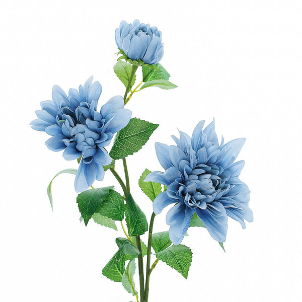 2 Pack | 30inch Dusty Blue Long Stem Artificial Dahlia Flower Spray, Silk Flower Bouquet#whtbkgd