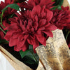 2 Pack | 30inch Burgundy Long Stem Artificial Dahlia Flower Spray, Silk Flower Bouquet