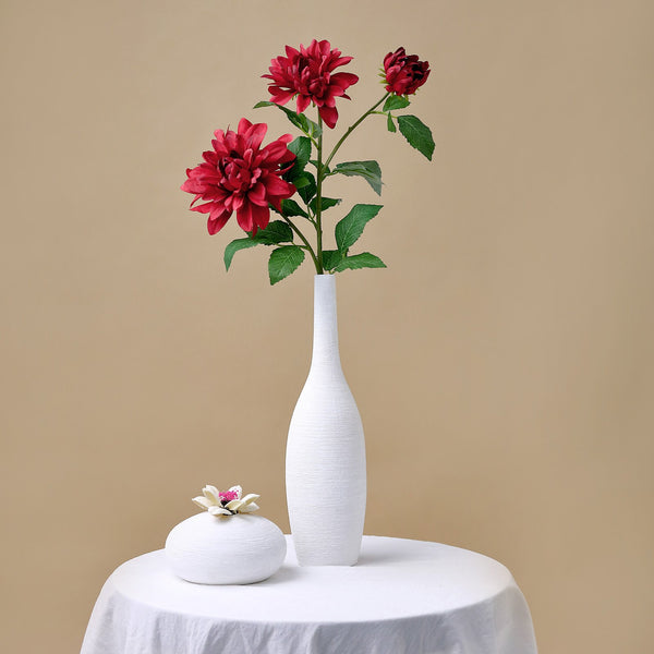 2 Pack | 30inch Burgundy Long Stem Artificial Dahlia Flower Spray, Silk Flower Bouquet