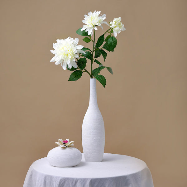 2 Pack | 30inch Ivory Long Stem Artificial Dahlia Flower Spray, Silk Flower Bouquet