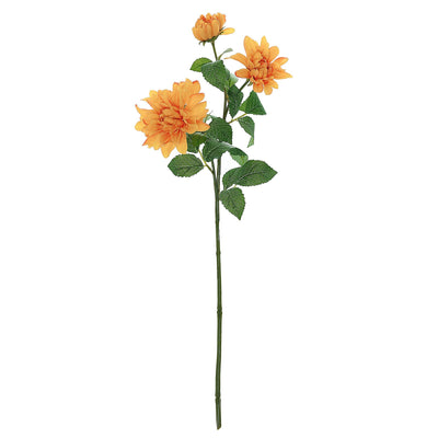 2 Pack | 30inch Orange Long Stem Artificial Dahlia Flower Spray, Silk Flower Bouquet