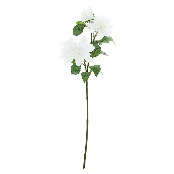 2 Pack | 30inch White Long Stem Artificial Dahlia Flower Spray, Silk Flower Bouquet