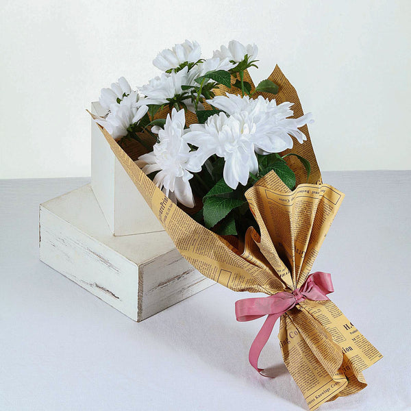 2 Pack | 30inch White Long Stem Artificial Dahlia Flower Spray, Silk Flower Bouquet