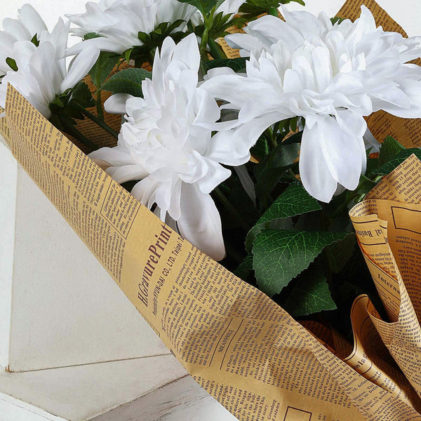 2 Pack | 30inch White Long Stem Artificial Dahlia Flower Spray, Silk Flower Bouquet