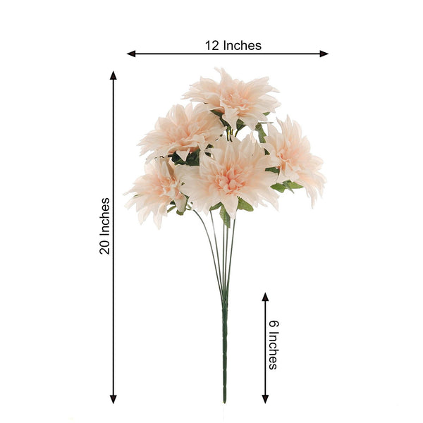 Pack of 2 | 20" Dahlia Flower Bushes, Artificial Wedding Bouquets - Blush | Rose Gold