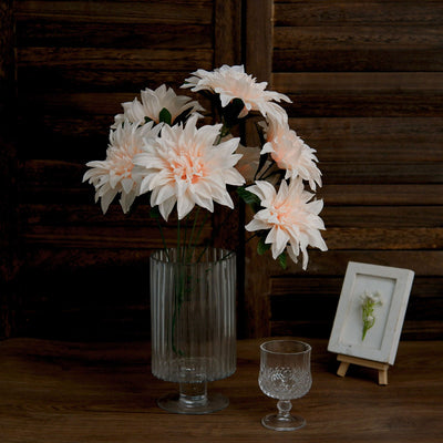 Pack of 2 | 20inch Dahlia Flower Bushes, Artificial Wedding Bouquets - Blush | Rose Gold