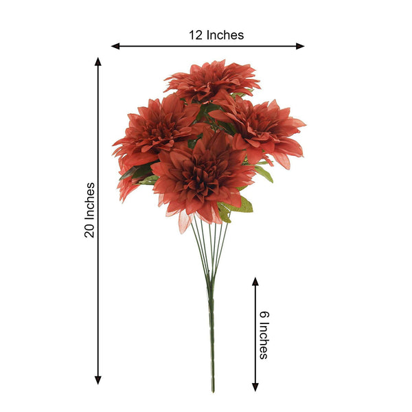 Pack of 2 | 20" Dusty Rose Terracotta Dahlia Flower Bushes, Artificial Wedding Bouquets, Dahlia Spray