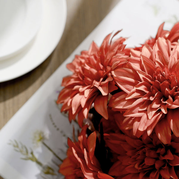 Pack of 2 | 20" Dusty Rose Terracotta Dahlia Flower Bushes, Artificial Wedding Bouquets, Dahlia Spray