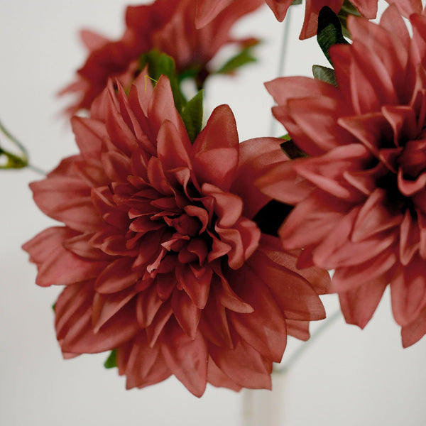 Pack of 2 | 20" Dusty Rose Terracotta Dahlia Flower Bushes, Artificial Wedding Bouquets, Dahlia Spray#whtbkgd