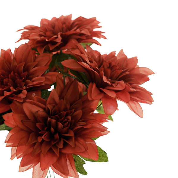 Pack of 2 | 20" Dusty Rose Terracotta Dahlia Flower Bushes, Artificial Wedding Bouquets, Dahlia Spray