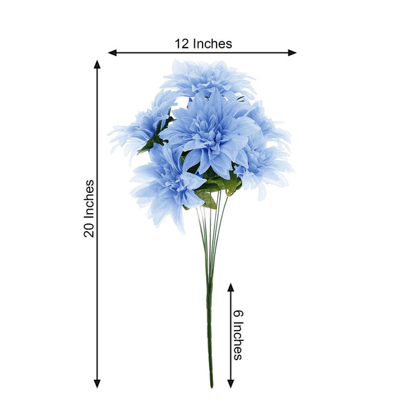 Pack of 2 | 20" Blue Dahlia Flower Bushes, Artificial Wedding Bouquets