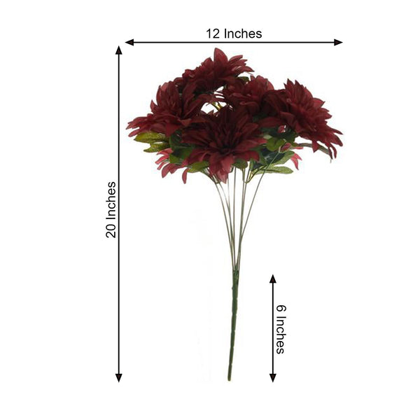 Pack of 2 | 20" Burgundy Dahlia Flower Bushes, Artificial Wedding Bouquets