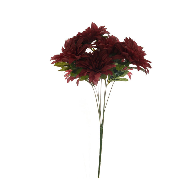 Pack of 2 | 20inch Burgundy Dahlia Flower Bushes, Artificial Wedding Bouquets
