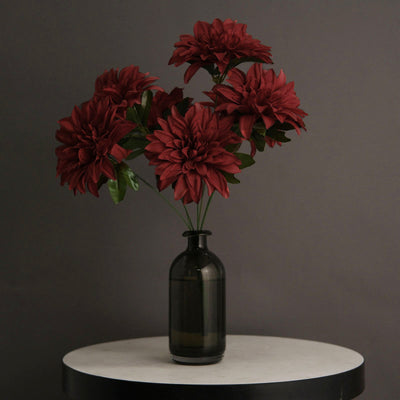 Pack of 2 | 20inch Burgundy Dahlia Flower Bushes, Artificial Wedding Bouquets