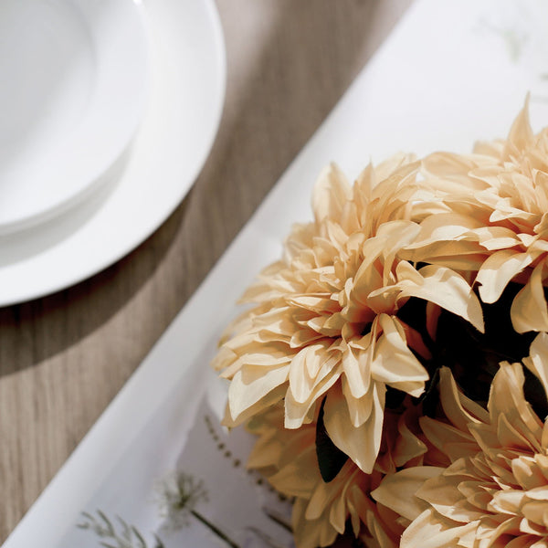 Pack of 2 | 20inch Champagne Dahlia Flower Bushes, Artificial Wedding Bouquets