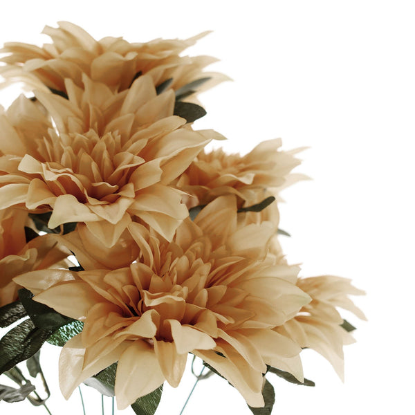 Pack of 2 | 20inch Champagne Dahlia Flower Bushes, Artificial Wedding Bouquets