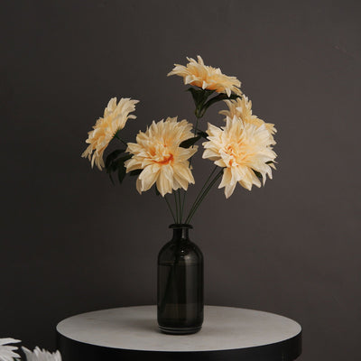 Pack of 2 | 20inch Cream Dahlia Flower Bushes, Artificial Wedding Bouquets