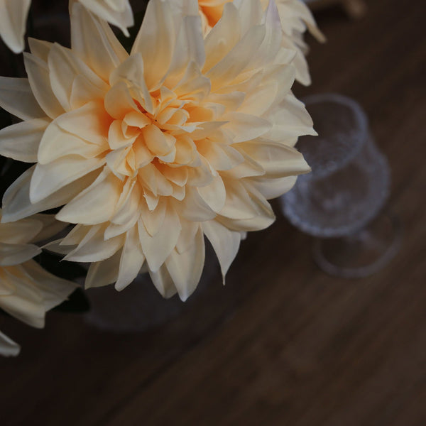 Pack of 2 | 20inch Cream Dahlia Flower Bushes, Artificial Wedding Bouquets
