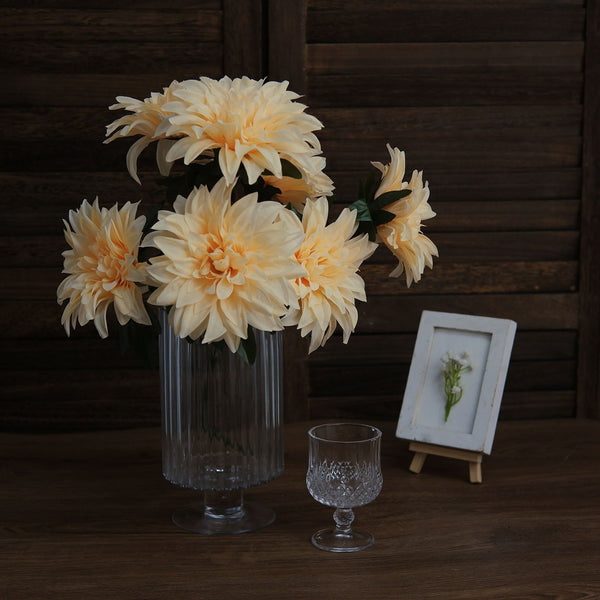 Pack of 2 | 20inch Cream Dahlia Flower Bushes, Artificial Wedding Bouquets