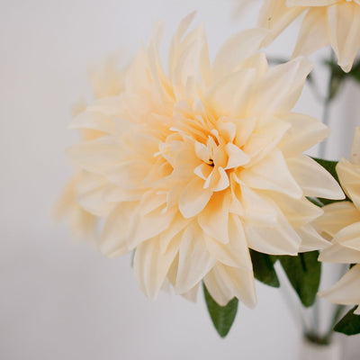 Pack of 2 | 20inch Cream Dahlia Flower Bushes, Artificial Wedding Bouquets#whtbkgd