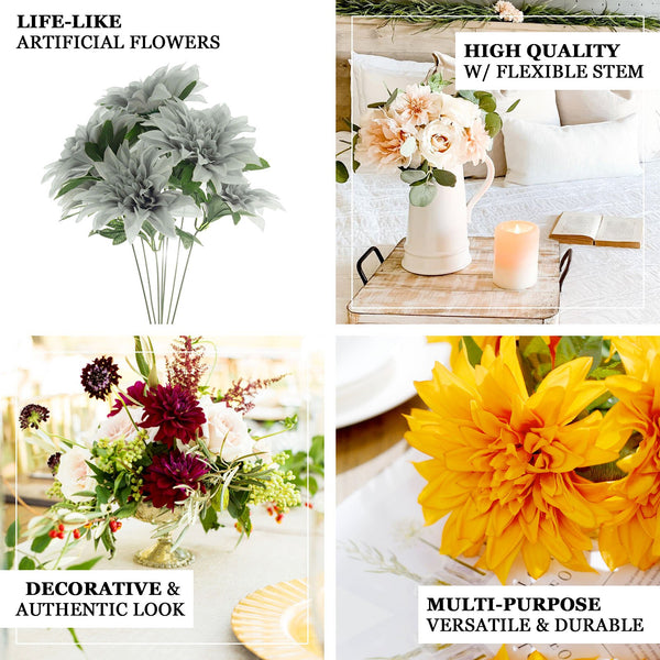 Pack of 2 | 20inch Cream Dahlia Flower Bushes, Artificial Wedding Bouquets