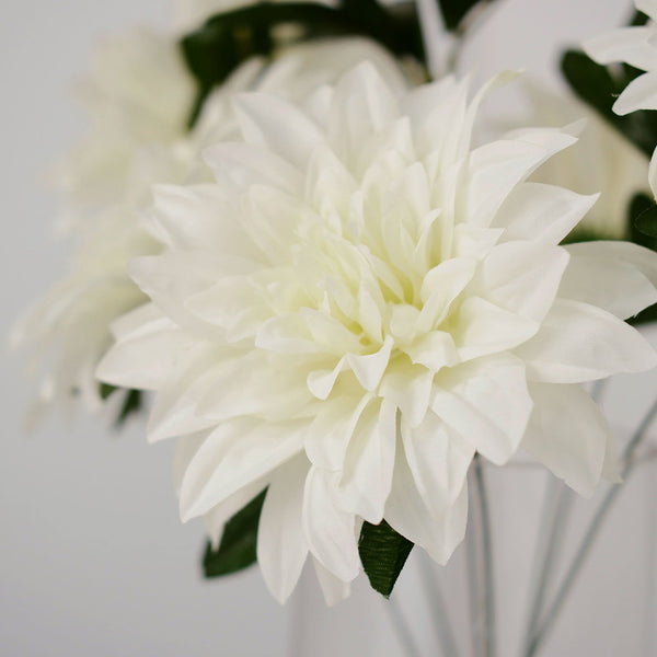 Pack of 2 | 20inch Ivory Dahlia Flower Bushes, Artificial Wedding Bouquets#whtbkgd