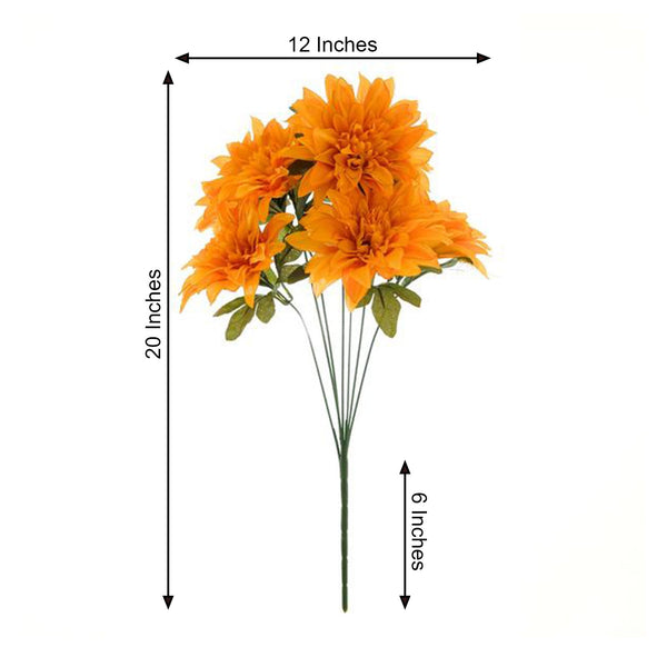 Pack of 2 | 20" Orange Dahlia Flower Bushes, Artificial Wedding Bouquets