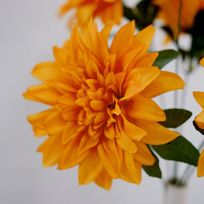 Pack of 2 | 20inch Orange Dahlia Flower Bushes, Artificial Wedding Bouquets#whtbkgd